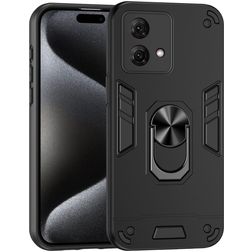 Mobigear Armor Ring Motorola Moto G84 Funda Plástico rígido Carcasa Antigolpes con anillo - Negro