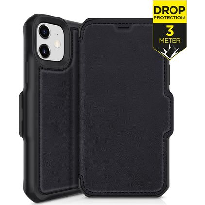 ITSKINS HybridFolio iPhone 12 Mini Piel auténtica Funda tipo libro - Negro