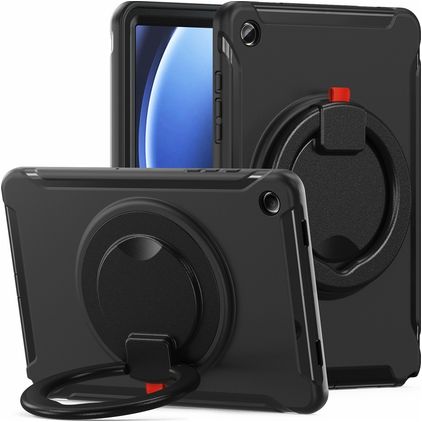 Mobigear RingGuard Samsung Galaxy Tab A9 Plus (2023) Fodral Hårdplast / Silikon Skal + Ställ - Svart