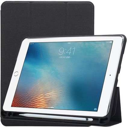 Mobigear Tri-Fold Gel iPad Pro 10.5 Inch (2017) TPU / Leatherette Wallet case + Stylus Holder - Black