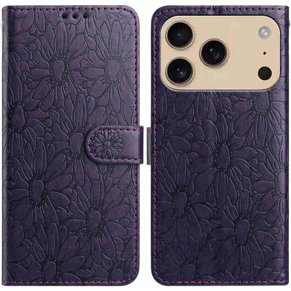 Mobigear Flowers iPhone 18 Pro Max Funda tipo libro Cartera - Morado