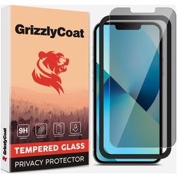 GrizzlyCoat Easy Fit AntiSpy iPhone 13 Tvrzené sklo Ochrana displeje Privacy - kompatibilní s pouzdry + Instalační rámeček