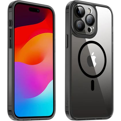 Valenta Trend iPhone 15 Pro MagSafe Tvrdý plast Zadní kryt - Průhledná / Černá