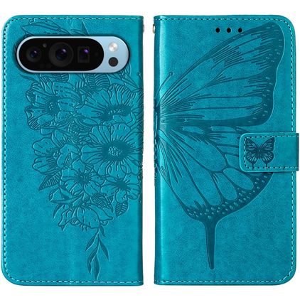 Mobigear Butterfly Google Pixel 9 Plånboksfodral med sedelfack - Blå