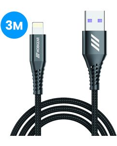 Mobigear Nylon USB-A till Apple Lightning Kabel MFI 3 m - Svart