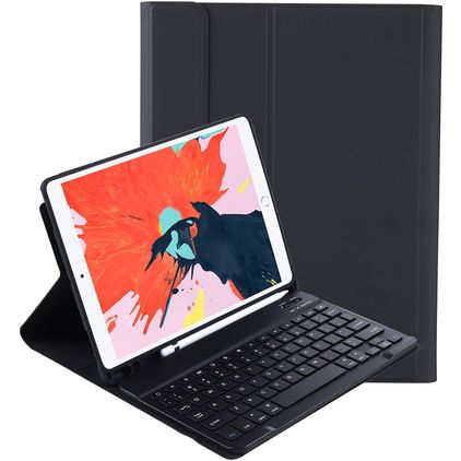 Mobigear Keys iPad Air 4 (2020) QWERTY Bluetooth Keyboard Wallet case + Stylus Holder - Black