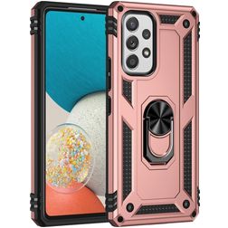 Mobigear Armor Ring Samsung Galaxy A53 Fodral Hårdplast Skal Stötsäkert med ringhållare - Roséguld