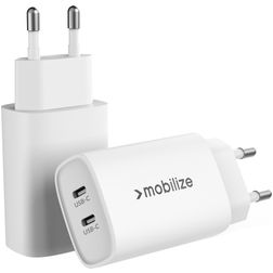 Mobilize Dual USB-C Laddare Power Delivery 45W - Vit