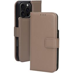 Mobiparts iPhone 16 Pro Max MagSafe Cover Ægte læder Aftageligt 2-i-1-pungetui med Seddelrum - Taupe