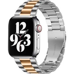 Mobigear Antwerp Correa Acero inoxidable Cierre de mariposa para Apple Watch - 49/46/45/44 mm - Oro rosa / Plateado