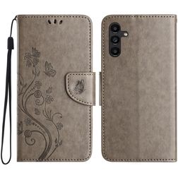 Mobigear Flowers Samsung Galaxy A56 Funda tipo libro Cartera - Gris