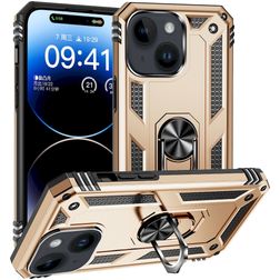 Mobigear Armor Ring iPhone 15 Plástico rígido Capa traseira Antichoque com anel - Dourado
