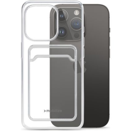 Mobilize Gelly Card Transparente iPhone 14 Pro TPU flexível Capa traseira com porta-cartões - Transparente