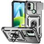 Mobigear Armor Ring Cam Slide Xiaomi Redmi A1 4G Tvrdý plast Zadní kryt odolný proti nárazům s prstýnkem a posuvnou krytkou fotoaparátu - Stříbrná