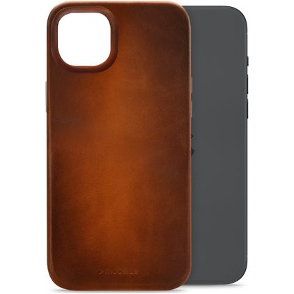 Mobilize Premium iPhone 15 Plus MagSafe Skóra naturalna Etui plecki - Burned Cognac