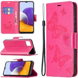 Mobigear Butterfly Samsung Galaxy A22 5G Lompakkokotelo + Setelitasku - Magenta