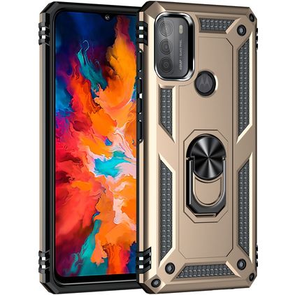 Mobigear Armor Ring Motorola Moto G50 Hard Case Back cover Shockproof with Ring Holder - Gold