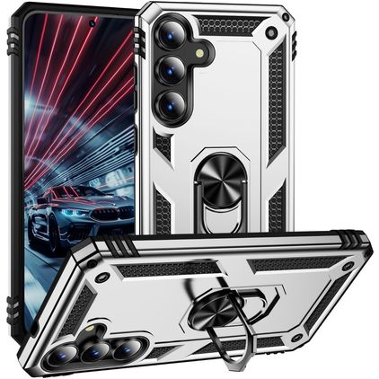 Mobigear Armor ring Samsung Galaxy S25 FE Funda Plástico rígido Carcasa Antigolpes con anillo - Plateado