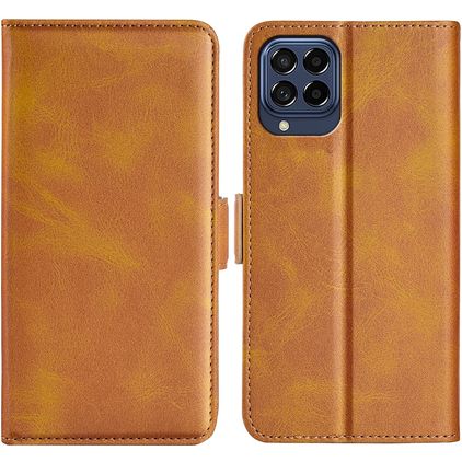 Mobigear Slim Magnet Samsung Galaxy M53 Lompakkokotelo + Setelitasku - Konjakki