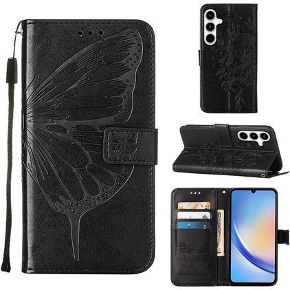 Mobigear Butterfly Samsung Galaxy A35 Wallet case - Black