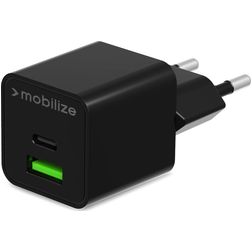 Mobilize Dual USB / USB-C Oplader Power Delivery 30W - Sort