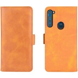 Mobigear Slim Magnet Motorola One Fusion Plus Lompakkokotelo + Setelitasku - Konjakki