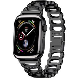 Mobigear Vienna Ruostumaton teräs Apple Watch Ranneke Perhoslukko - 49/46/45/44 mm - Musta