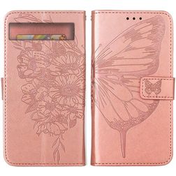 Mobigear Butterfly Google Pixel 7a Lompakkokotelo + Setelitasku - Ruusukulta