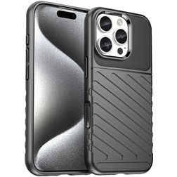 Mobigear Groove iPhone 16 Pro Elastyczne TPU Etui plecki - Czarny