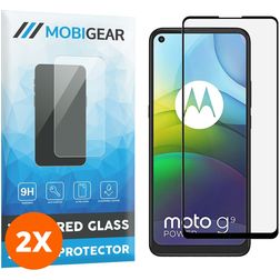 Mobigear Premium Motorola Moto G9 Power Cristal templado Protector de pantalla - Compatible con fundas - Negro (pack de 2)