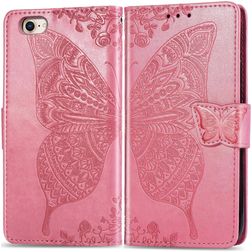 Mobigear Butterfly iPhone 16e Plånboksfodral med sedelfack - Rosa