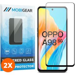 Mobigear Premium OPPO A98 Tempered Glass Screen Protector - Case Friendly - Black (2-Pack)