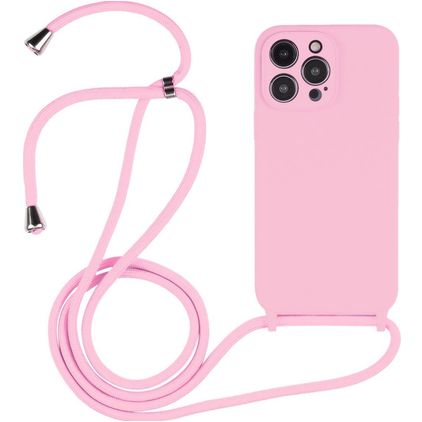 Mobigear Lanyard iPhone 14 Pro Silikon Skal med rem - Rosa