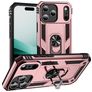Mobigear Armor Ring iPhone 18 Pro Plástico rígido Capa traseira Antichoque com anel - Rosa dourado