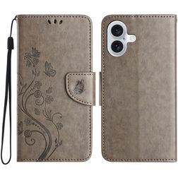 Mobigear Flowers iPhone 16 Plus Plånboksfodral med sedelfack - Grå