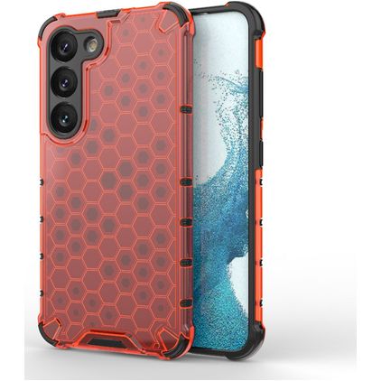 Mobigear Honeycomb Samsung Galaxy S23 Funda Plástico rígido Carcasa Antigolpes - Rojo