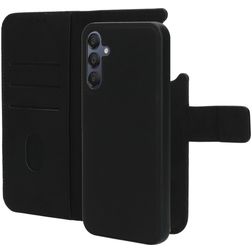 Mobiparts Samsung Galaxy A15 Capa Pele genuína Capa livro 2 em 1 com capa traseira amovível Carteira - Preto
