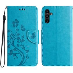 Mobigear Flowers Samsung Galaxy A36 Wallet case - Blue