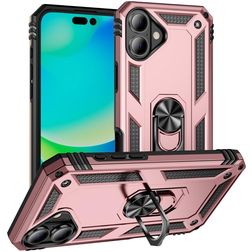 Mobigear Armor Ring iPhone 17 Tvrdý plast Zadní kryt odolný proti nárazům s prstýnkem - Růžově zlatá