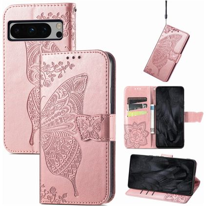 Mobigear Butterfly Google Pixel 8 Pro Plånboksfodral med sedelfack - Roséguld