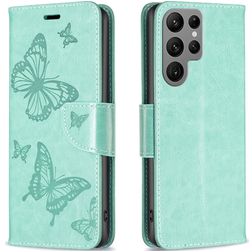 Mobigear Butterfly Samsung Galaxy S23 Ultra Pungetui med Seddelrum - Grøn