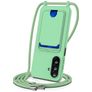 Mobigear Lanyard Card Samsung Galaxy A57 Silicona Funda con cuerda y tarjetero - Verde