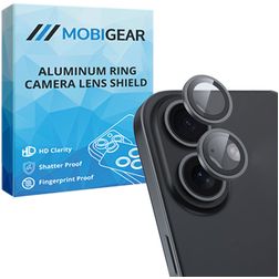 Mobigear Single iPhone 16 Plus Vidro temperado Protetor de lentes da câmara - Compatível com capas - Preto