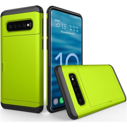 Mobigear Card Samsung Galaxy S10 Funda Plástico rígido Carcasa Antigolpes con tarjetero - Verde