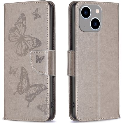 Mobigear Butterfly iPhone 15 Plus Wallet case - Grey