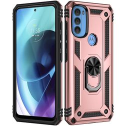 Mobigear Armor Ring Motorola Moto G71 5G Fodral Hårdplast Skal Stötsäkert med ringhållare - Roséguld