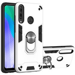 Mobigear Armor Ring Huawei Y6p Hard Case Back cover Shockproof with Ring Holder - Silver