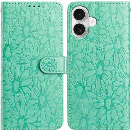 Mobigear Flowers iPhone 17 Pungetui med Seddelrum - Grøn
