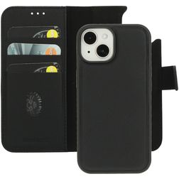 Mobiparts iPhone 15 MagSafe Case Genuine Leather Detachable 2-in-1 Wallet Case Wallet - Black