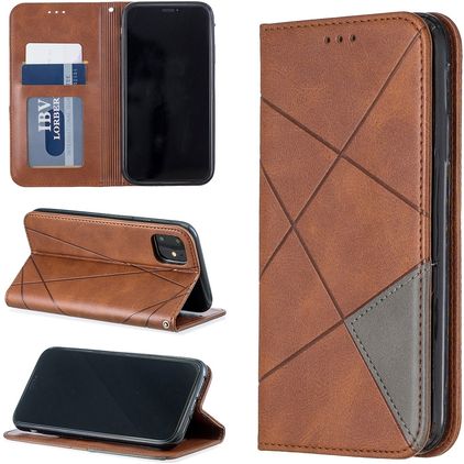 Mobigear Rhombus Slim iPhone 11 Capa livro - Castanho
